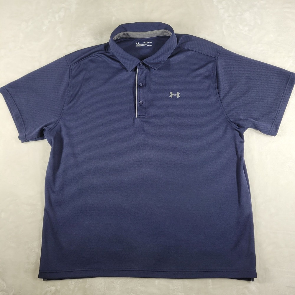 Under Armour Short Sleeve Polo Shirt Men's 3XL Blue Loose Fit‎ Active Sports